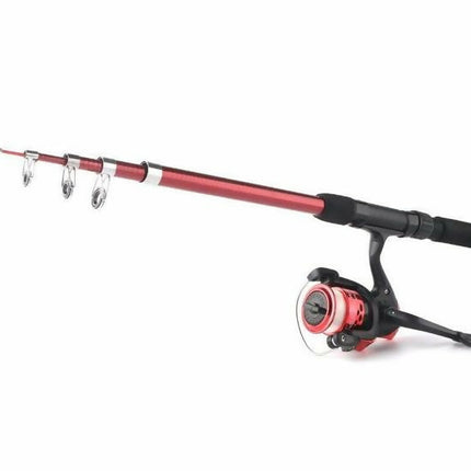 Portable Extendable Fishing Rod Combo (Rod, Reel, Line, Hooks) Collapsible Pole Spinning Reel