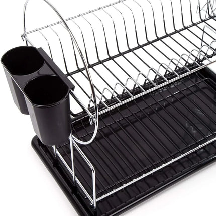Stainless Steel Dish Rack With Black Drip Tray