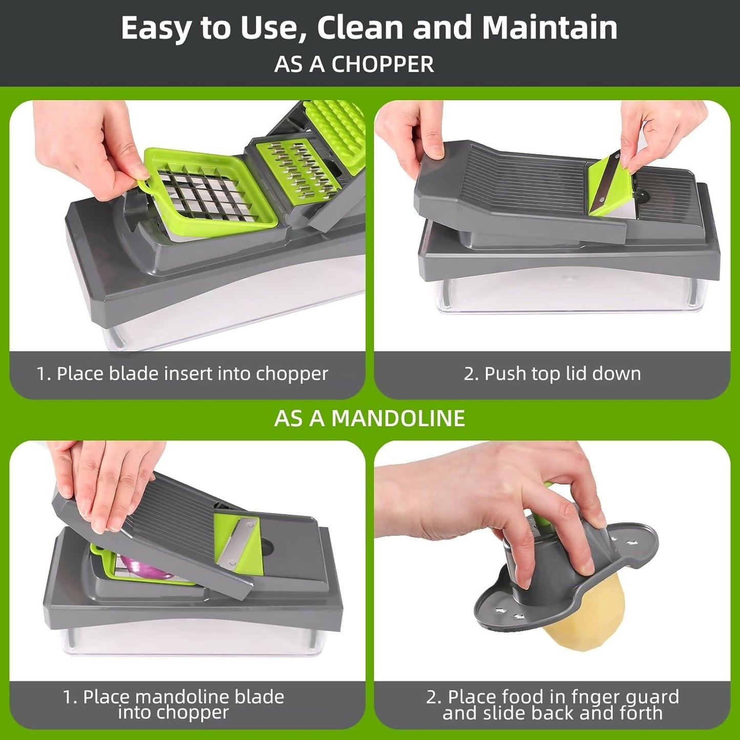 16-Piece Multifunction Vegetable Slicer & Chopper with Drain Basket