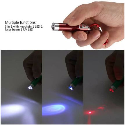 3 in 1 Laser Pointer and LED Torch & UV Light with Keychain