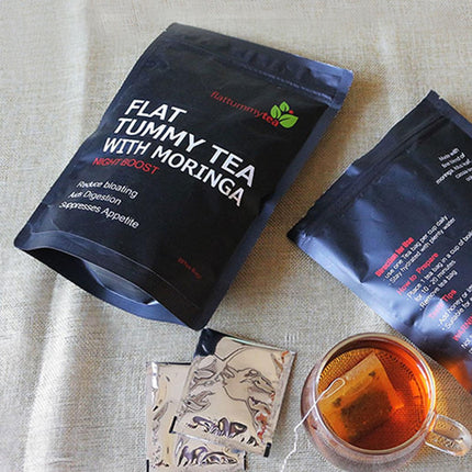 Flat Tummy Tea with Moringa – Nighttime Detox & Belly Fat Burner (28 Tea Bags)