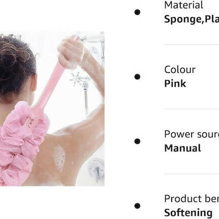 Soft Bathing Brush, Long Handle Bath Brush, Back Scrubber Shower Body Brushes, Sponge Hanging Soft Mesh