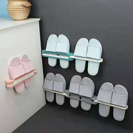 Shoe Wall Rack, Folding Slippers Rack, Bathroom Slippers Rack Wall Mounted Shoe Organizer Rack,3 in 1 Folding Holder Shoes Hanger and Bathroom Towel Organizer Rack
