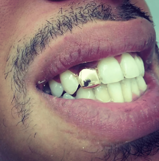 Gold Trendy Hip Hop Single Tooth Grillz Cap Body Jewelry