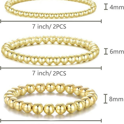 Gold Faux Pearl Bracelet 5-Row Stretch