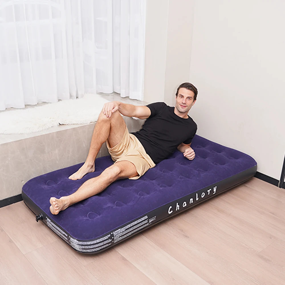 COMCO Inflatable Mattress for Guests & Home,Flocking Surface&Durable PVC , Rapid inflation, Air Bed for Camping