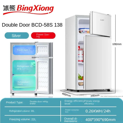 Small refrigerator Home small dormitory rental room frozen refrigeration mini double door refrigerator freezer  무선냉장고  alpicool