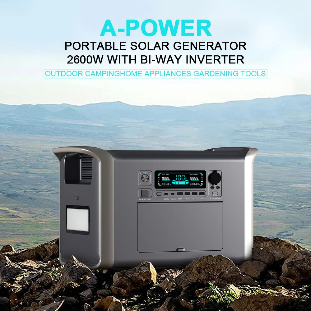 LiFePO4 Portable Power Station 2600W 2048WH Mobile Power Supply Solar Generators 1800W 1024WH Battery Power Storage For Camping