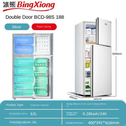 Small refrigerator Home small dormitory rental room frozen refrigeration mini double door refrigerator freezer  무선냉장고  alpicool