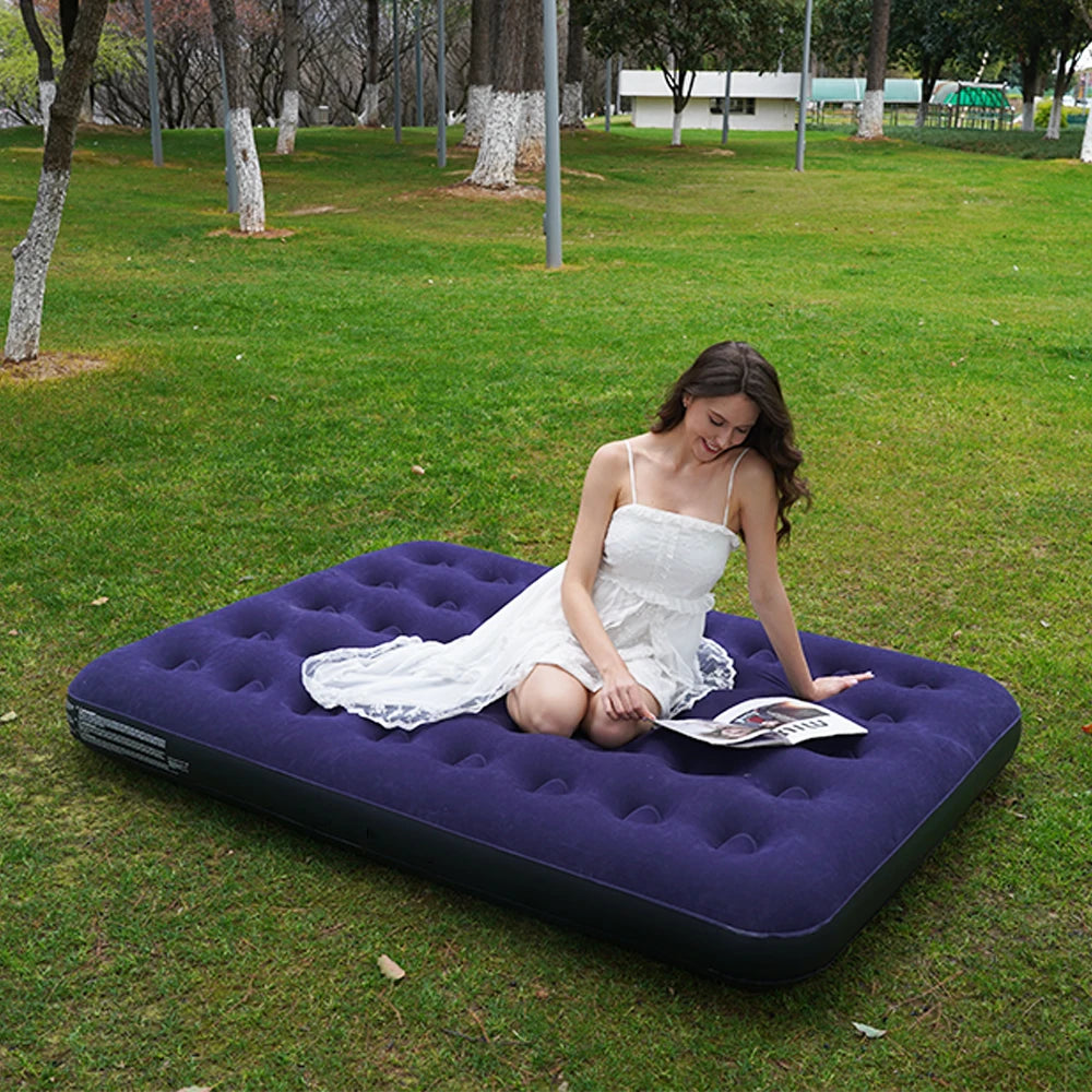 COMCO Inflatable Mattress for Guests & Home,Flocking Surface&Durable PVC , Rapid inflation, Air Bed for Camping