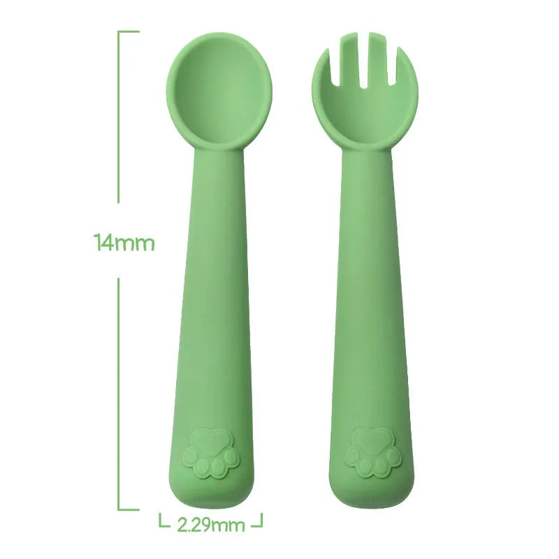 7Pcs/set Baby Silicone Plate Spoon Set Baby Feeding Silicone Bowl Baby Dishes BPA Free Silicone Portable Tableware for Children