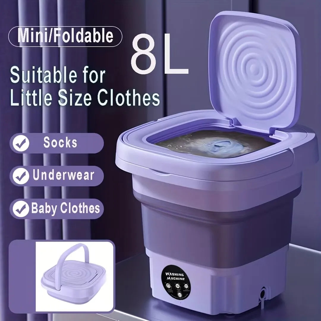 8L Foldable Washing Machine Portable Socks Underwear Panties Retractable Household Washing Machine 3 Models With Spinning Dry