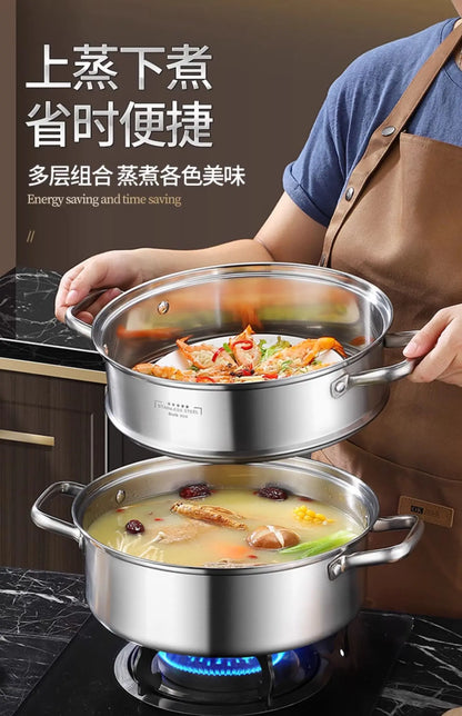 304 stainless steel thickened household steamer multi-layer induction cooker gas stove universal soup pot  food steamer