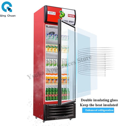 Qingchuan Display Cabinet Commercial Refrigerated Fresh Freezer Convenience Store Single Double Door Refrigerator