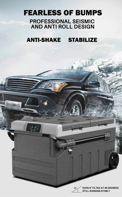 75L Dual Zone Solar Refrigerator Portable Car Freezer Powerful Compressor Quickly Cooler Car Refrigerator