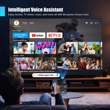Magcubic HY320 NTV Netflix Officially Licensed Android 13 Projector with 1080P 500ANSI Prime Video YouTube WIFi BT5.2 Portable