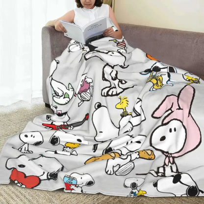 Peanuts Snoopy Woodstock Coral Fleece Plush Throw Blankets Cartoon Cute Blanket for Bedding Outdoor Lightweight Quilt