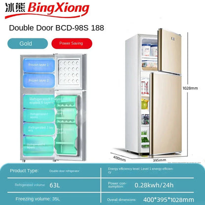 Small refrigerator Home small dormitory rental room frozen refrigeration mini double door refrigerator freezer  무선냉장고  alpicool