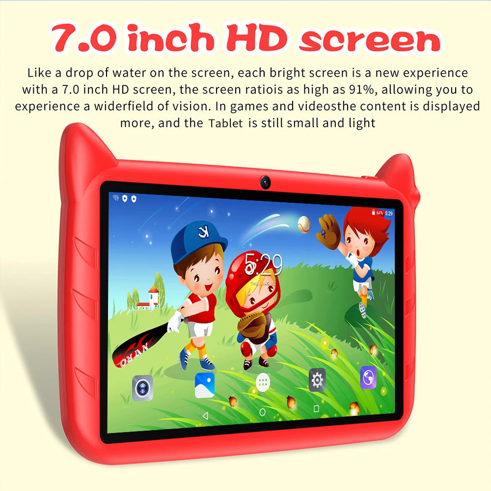 BDF 7 Inch Kid Tablet Android 13, 4GB RAM 64GB ROM,1TB Expand,5G WiFi,4000MAH Battery,Dual Camera, Children's Gift Kids Software