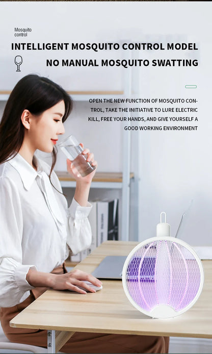 Clearance_Foldable Electric Mosquito Killer Fly Swatter Trap USB Rechargeable Mosquito Racket Insect Killer with UV Light Bug Za