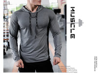 Mens Fitness Tracksuit Running Sport Hoodie Gym Joggers Hooded Outdoor Workout Athletic Clothing Muscle Training Sweatshirt Tops