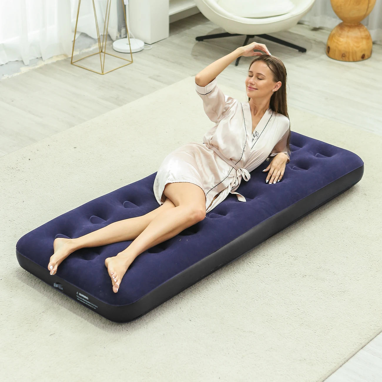 Single Size Air Mattress Inflatable Bed, Blow Up Mattress Camping Sleeping Pad