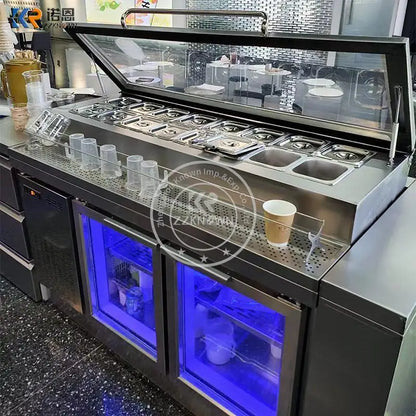 Slotted Fresh-keeping Workbench Display Fridge Salad Bar Refrigerator Undercounter Fridge