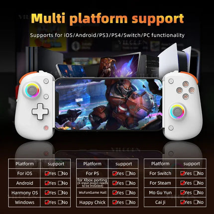BSP D8 PRO RGB Tablet Controller Wireless Handle For Switch Game Bluetooth Stretching Joystick For P3 P4 Android IOS Gamepad