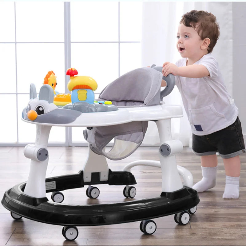 LazyChild Foldable Baby Walkers With Universal Wheel Multifunction Anti-Roll Anti O-Leg Walker Handcart Learning Start Walker