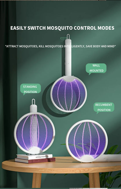Clearance_Foldable Electric Mosquito Killer Fly Swatter Trap USB Rechargeable Mosquito Racket Insect Killer with UV Light Bug Za