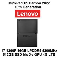 High-end Lenovo Laptop ThinkPad X1 Carbon 2022 Gen 10 14 Inch 2.2K Led Backlit Screen i7-1260P 16GB LPDDR5 5200Win11 Pro 4G LTE