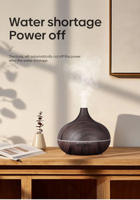 High Quality 500ml Aromatherapy Essential Oil Diffuser Wood Grain Remote Control Ultrasonic Air Humidifier with 7 Colors Light