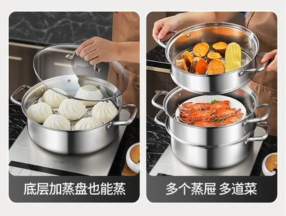 304 stainless steel thickened household steamer multi-layer induction cooker gas stove universal soup pot  food steamer