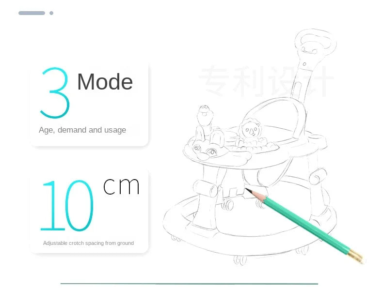 LazyChild Foldable Baby Walkers With Universal Wheel Multifunction Anti-Roll Anti O-Leg Walker Handcart Learning Start Walker