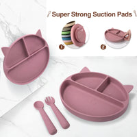 7Pcs/set Baby Silicone Plate Spoon Set Baby Feeding Silicone Bowl Baby Dishes BPA Free Silicone Portable Tableware for Children