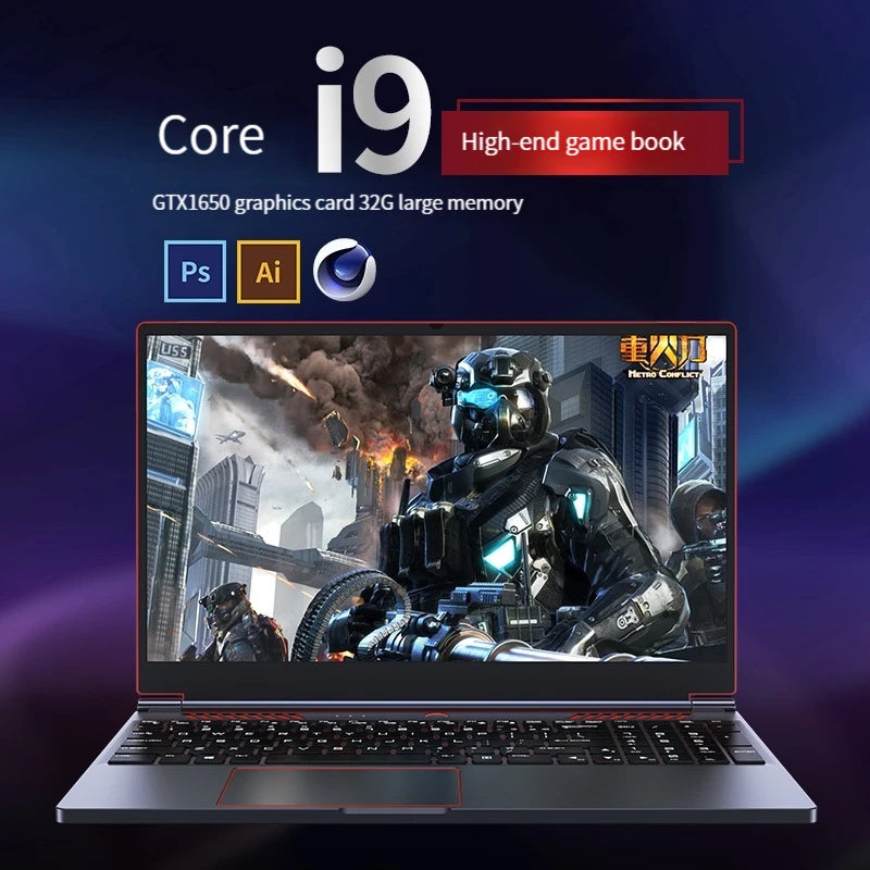 2024 New Gaming Laptop Computer Intel Core i9-10885H i7 10870H GTX1650 4G 16.1 Inch IPS Screen RAM Max 64GB 2*DDR4 2*M.2 NVMe