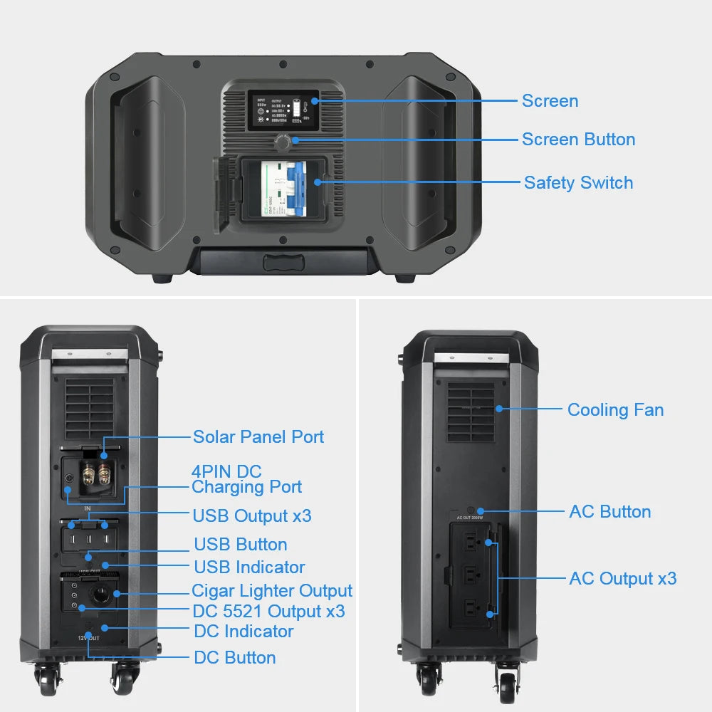 Solar Generator 2000W 2515WH Large Battery All-in-one Solar System Portable Power Station For Camping  Truck Handtools Explorer