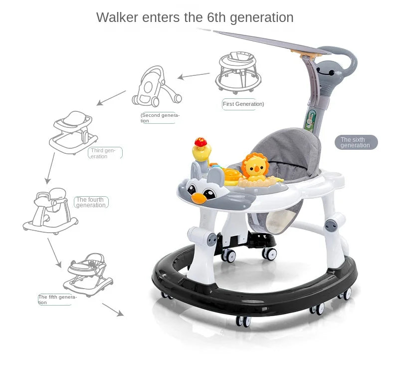 LazyChild Foldable Baby Walkers With Universal Wheel Multifunction Anti-Roll Anti O-Leg Walker Handcart Learning Start Walker