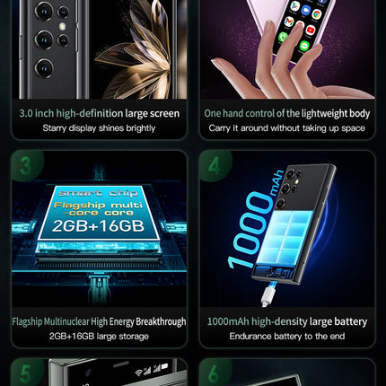 SOYES S23 Pro Mini Smartphones Android 8.1 Dual SIM 3.0'' HD 1000mAh Battery WIFI Bluetooth 3G Small Mobile Phone