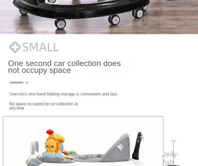 LazyChild Foldable Baby Walkers With Universal Wheel Multifunction Anti-Roll Anti O-Leg Walker Handcart Learning Start Walker