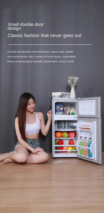 Small refrigerator Home small dormitory rental room frozen refrigeration mini double door refrigerator freezer  무선냉장고  alpicool