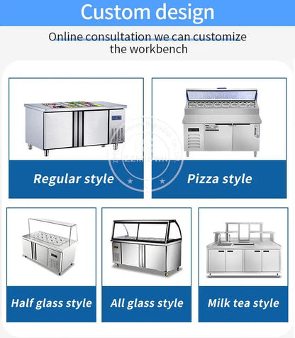 Slotted Fresh-keeping Workbench Display Fridge Salad Bar Refrigerator Undercounter Fridge