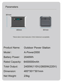 Portable Power Station Home Emergency 1800W 1024Wh Power Bank AC 220V LiFePo4 Battery Fast Charge Fast Shipping