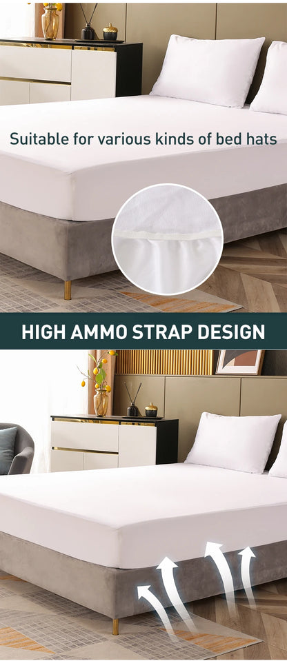 Waterproof Fitted Sheet Bedding Cover Bed Cloth Solid Color Mattress Cover Bed Protector Cover For Bedroom Guest Room