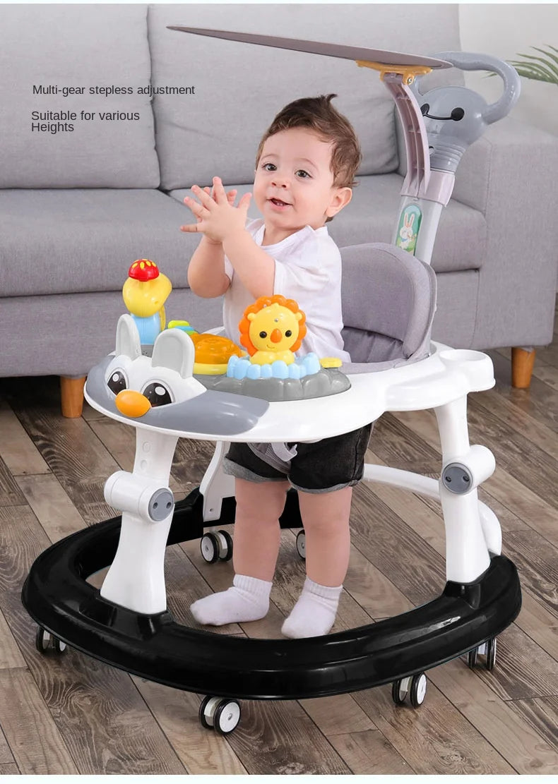 LazyChild Foldable Baby Walkers With Universal Wheel Multifunction Anti-Roll Anti O-Leg Walker Handcart Learning Start Walker