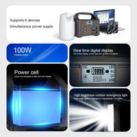 100W Portable Solar Power Station 24000mAh Outdoor Camping Power Bank LED Display Portable Outdoor Generator for Camping Fishing