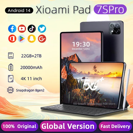 2025 New Tablet PC Pad 7S Pro Original Global Edition  snapdragon  22GB+2TB 5G TabletDual SlM WlFl tablet  8gen2Android 14 HD 4K