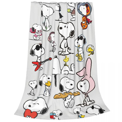 Peanuts Snoopy Woodstock Coral Fleece Plush Throw Blankets Cartoon Cute Blanket for Bedding Outdoor Lightweight Quilt