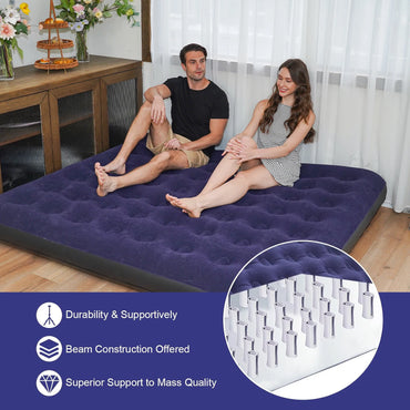 COMCO Inflatable Mattress for Guests & Home,Flocking Surface&Durable PVC , Rapid inflation, Air Bed for Camping