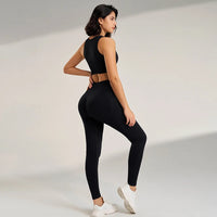 Yoga Clothing Set Women's High Waisted Leggings and Top Two Piece Seamless Fitness Exercise Clothing Fitness Workout Underwear